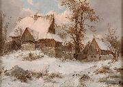 Karl Julius von Leypold Dorfansicht im Winter France oil painting artist